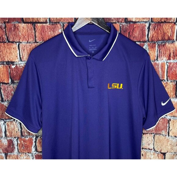 LSU Tigers Nike Dri-Fit Purple Short Sleeve Polo Shirt Men’s XL SEC Baton Rouge - Picture 1 of 4